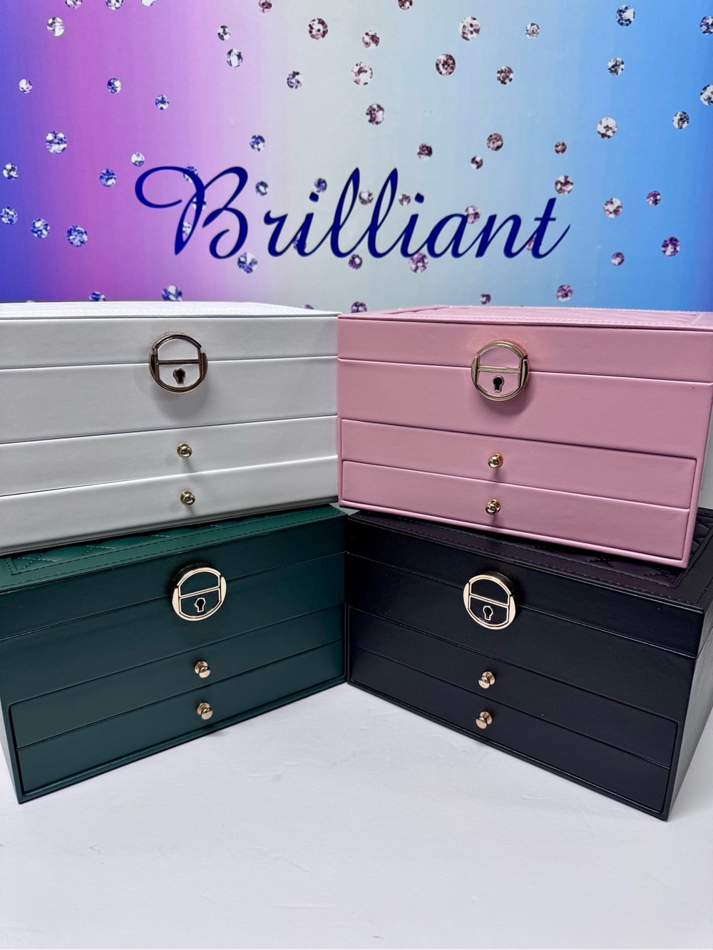💎QUILTED TOP VEGAN LEATHER/SUEDE JEWELRY BOX